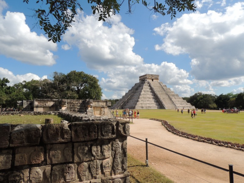 Skull platform, in the depths El Castillo, Chichen Itza, Mexico