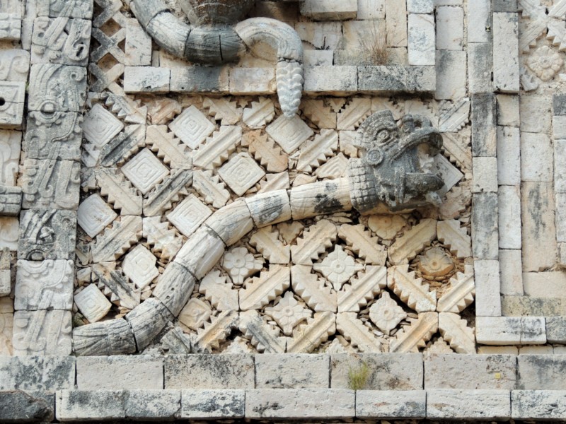 Stone snakes, Uxmal, Mexico