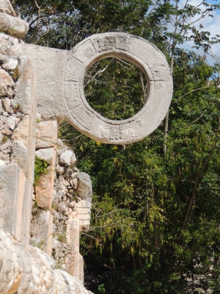Stone ring through which the ball was supposed to pass, Uxmal, Mexico