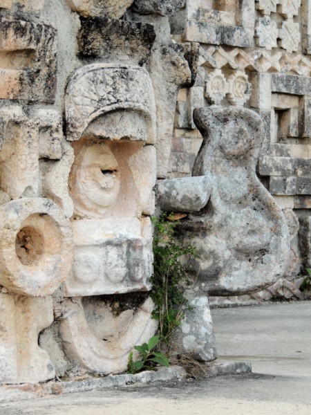 Decorations on top of the pyramid, Uxmal, Mexico