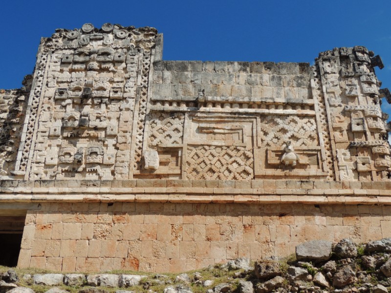 Puuc style mosaic masks, Uxmal, Mexico