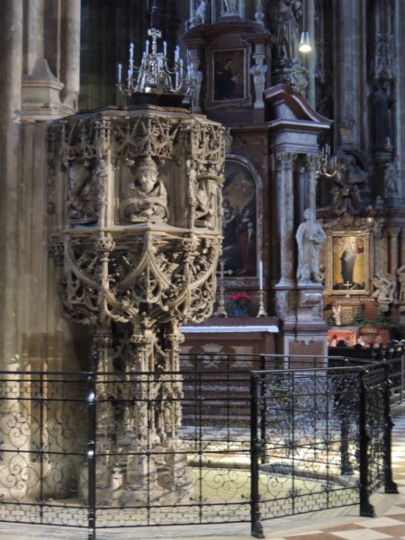 Gothic pulpit, Vienna, Austria