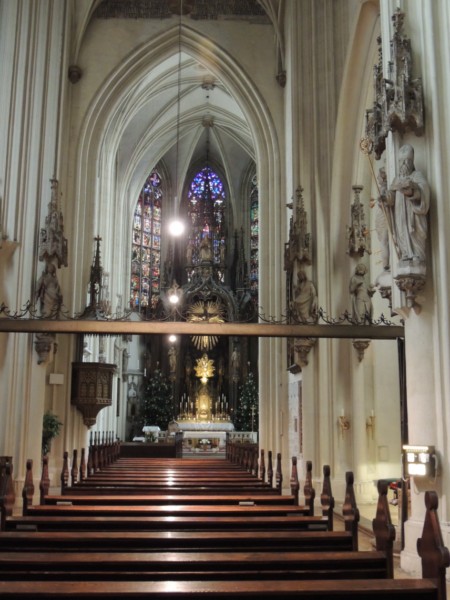 The crooked nave of Maria am Gestade, Vienna, Austria